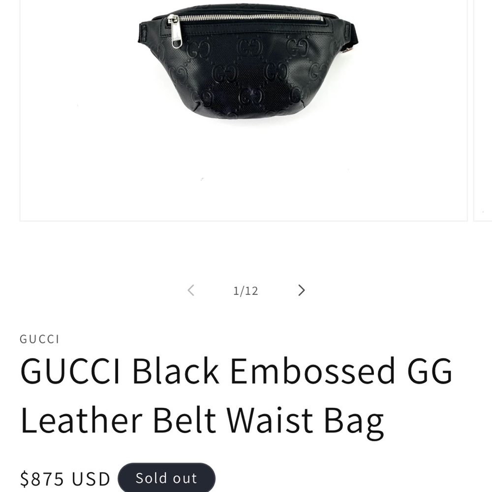 Gucci Black Embossed Leather Belt Bag